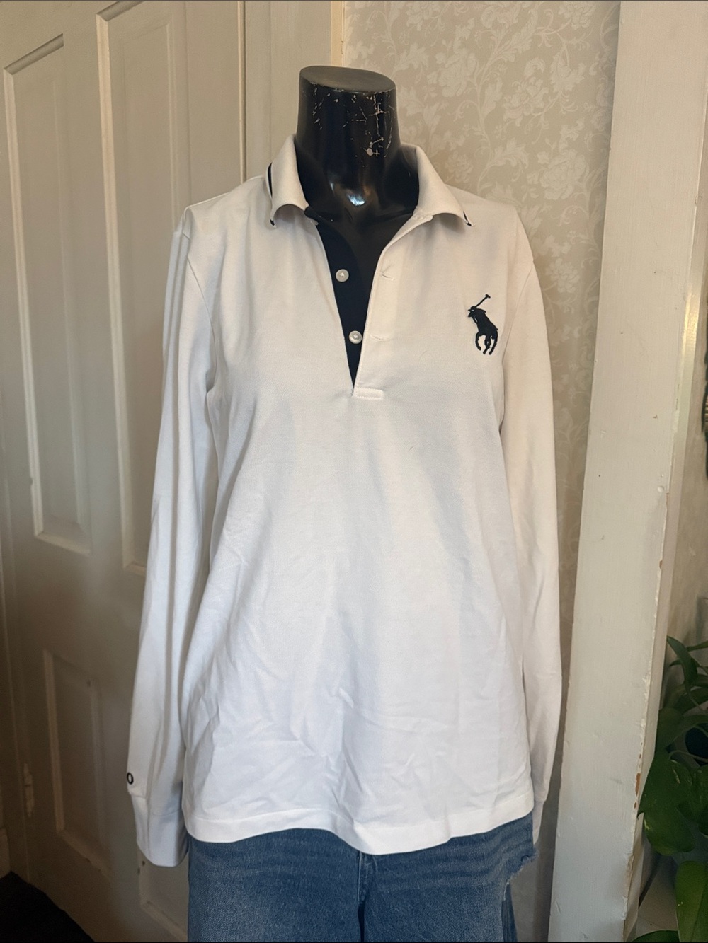 Big Pony Polo Golf Ralph Lauren White Long Sleeve Tailored Fit Size Large